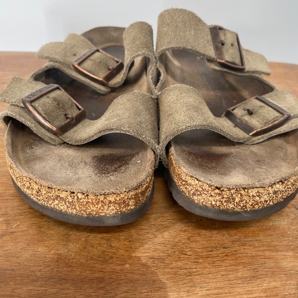BIRKENSTOCK Arizona Suede Sandals Taupe Two Buckle Straps Size 41 Men 8 Women 10 - Picture 10 of 10